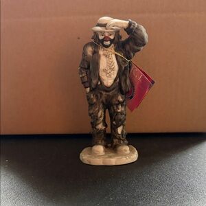 Whimsical Clown Sculpture in Brown and Cream